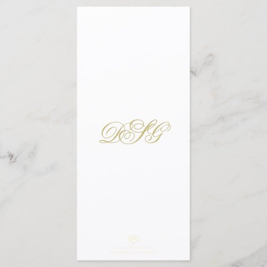 Menu Elegant White en Gold Monogram Wedding (Achterkant)