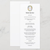 Menu Elegant Wildflower Floral Monogram Crest Wedding (Devant / Derrière)
