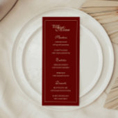 Menu Elegant Wine Red Script Monogram Wedding