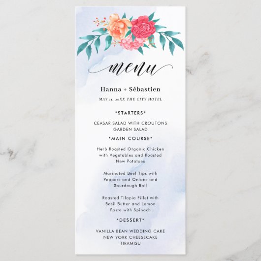 Menu Elegant Wreath Monogram Wedding  (Devant)
