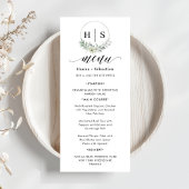 Menu Elegant Wreath Monogram Wedding 
