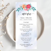 Menu Elegant Wreath Monogram Wedding 