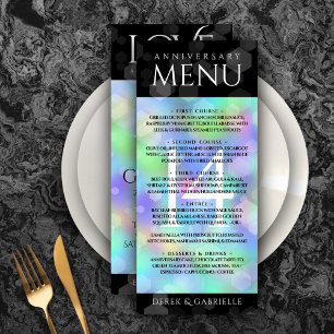 Menu Élégante 14ème anniversaire du Mariage Opal