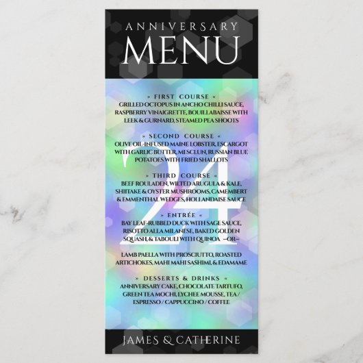 Menu Élégante 24e anniversaire du Mariage Opal (Devant)