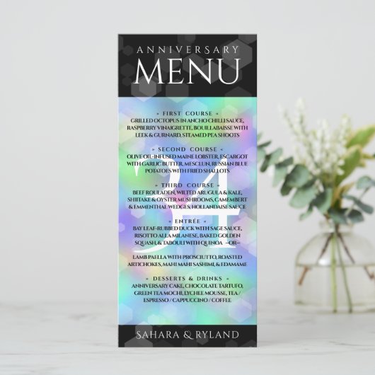 Menu Élégante 34e anniversaire du Mariage Opal (Debout devant)