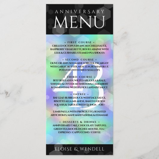 Menu Élégante 43ème anniversaire du Mariage Opal (Devant)