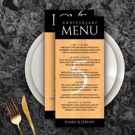 Menu Élégante 5ème anniversaire de Mariage de bois