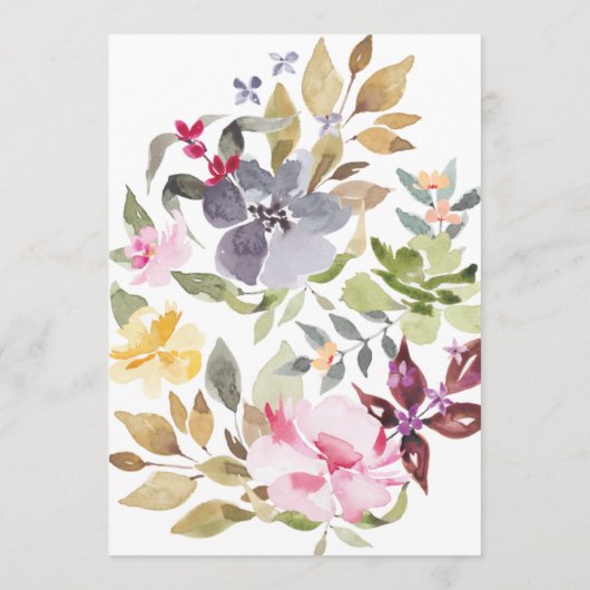 Menu Elégante aquarelle Beau Mariage (Dos)