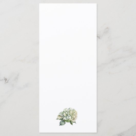 Menu Elégante aquarelle blanche vert hydrangée florale (Dos)