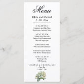 Menu Elégante aquarelle blanche vert hydrangée florale (Devant)