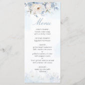 Menu Elégante aquarelle bleu Dusty Floral Mariage (Devant)
