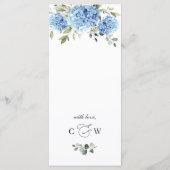 Menu Elégante aquarelle bleu Hydrangea Mariage (Dos)