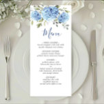 Menu Elégante aquarelle bleu Hydrangea Mariage<br><div class="desc">Pour plus de personnalisation,  cliquez sur le lien "customiser plus" et utilisez notre outil de conception pour modifier ce modèle.</div>
