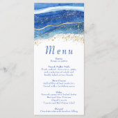 Menu Elégante aquarelle bleue et or (Devant)