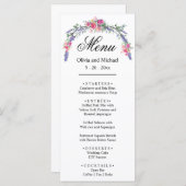 Menu Elégante aquarelle botanique rose roses lavande (Devant / Derrière)