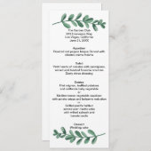 Menu Elégante Aquarelle classique Vert Feuille Mariage (Devant / Derrière)