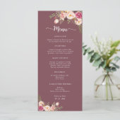 Menu Elégante aquarelle Floral Blush Mariage rose (Debout devant)