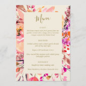Menu Elégante Aquarelle rose Floral Mariage personnalis (Devant)