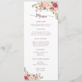 Menu Elégante aquarelle rose pâle Mariage floral (Devant)