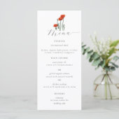 Menu Elégante aquarelle simple Rouge Mariage floral (Debout devant)