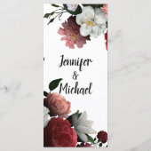 Menu Elégante Bourgogne et Fleurs roses (Dos)