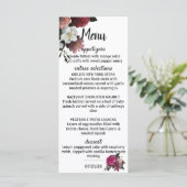 Menu Elégante Bourgogne et Fleurs roses (Debout devant)