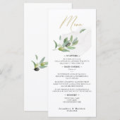 Menu Élégante branche d'olivier botanique en écriture c (Devant / Derrière)