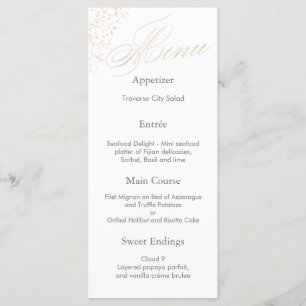 Menu Élégante calligraphie blanche Faux Gold Script Men