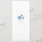 Menu Elégante calligraphie bleu aquarelle mariage flora (Dos)