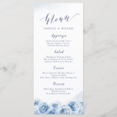 Menu Elégante calligraphie bleu aquarelle mariage flora (Devant)