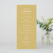 Menu Élégante calligraphie de mariage Chic Gold White D (Debout devant)