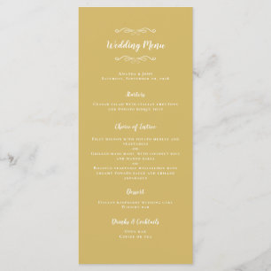 Menu Élégante calligraphie de mariage Chic Gold White D