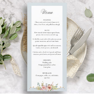 Menu Élégante calligraphie florale Pastel Boho