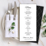 Menu Élégante calligraphie noir et blanc mariage<br><div class="desc">Simple élégant écriture manuscrite romantique script de calligraphie minimaliste personnalisé mariage menu modèle.                Facile à personnaliser avec vos détails !</div>
