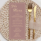 Menu Elégante Calligraphie Or Mariage Dîner Réception