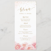 Menu Élégante calligraphie or & mariage floral roux (Devant)