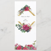 Menu Élégante calligraphie Roses rouges et Eucalyptus (Dos)