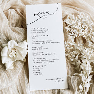 Menu Élégante calligraphie Rustique Sage Mariage vert