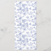 Menu Élégante Chinoiserie Bleue Victorienne Floral Mari (Dos)