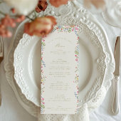 Menu élégante couleur d'aquarelle fleurie mariage