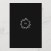 Menu Elégante couronne botanique noir & blanc de luxe (Dos)
