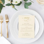 Menu Elégante Crème Gold Calligraphie Mariage de luxe<br><div class="desc">Laissez-vous surprendre par notre menu Crème et Mariage Or, un mélange harmonieux d'élégance et d'anticipation culinaire. Ce menu est un chef-d'oeuvre de design raffiné, avec une calligraphie tourbillonnant opulente qui donne le ton pour un repas vraiment exquis. Dans un décor de sophistication crémeuse, la calligraphie tourbillonnant dorée danse à travers...</div>