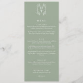 Menu Élégante crête florale Monogramme Sage Mariage ver (Devant)