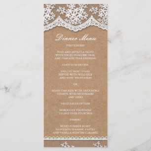 Menu Elégante dentelle et papier d'artisanat rustique M