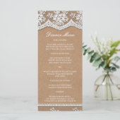 Menu Elégante dentelle et papier d'artisanat rustique M (Debout devant)