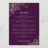 Menu Elégante dentelle or sur Plum violet Mariage (Devant)