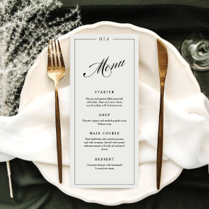 Menu Élégante écriture manuscrite avec monogramme pour
