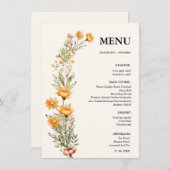 Menu Élégante Fête des mariées mariage Fleur sauvage de (Devant / Derrière)