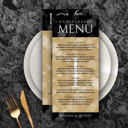 Menu Élégante fête du 1er anniversaire du Mariage de pa