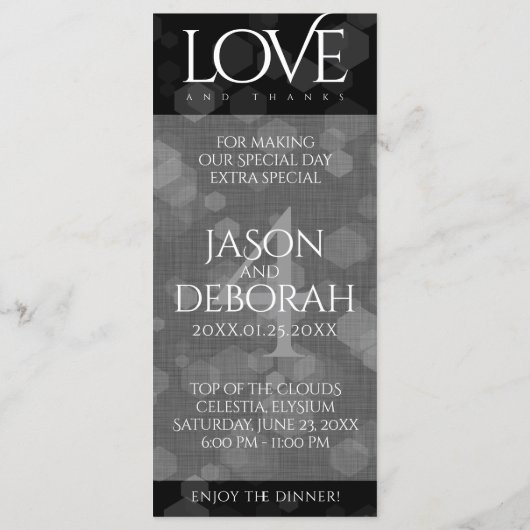 Menu Élégante fête du 4e anniversaire du Mariage de lin (Dos)